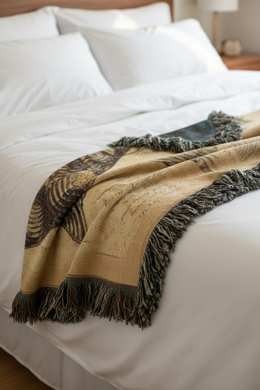 Corydora Woven Blanket – Vintage Angler Tapestry Throw