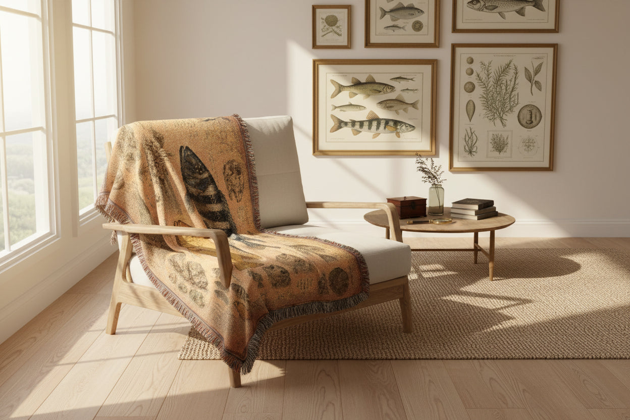 African Cichlid Woven Blanket – Vintage Throw